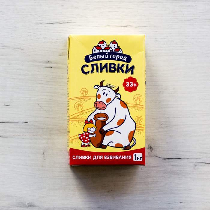 сливки стерил. Белый город 33% 1 л