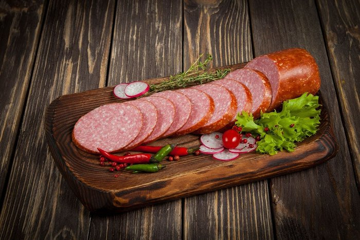 Колбаса сервелат Юбилейный п/к со срезом фас 330 гр шт. Провизия