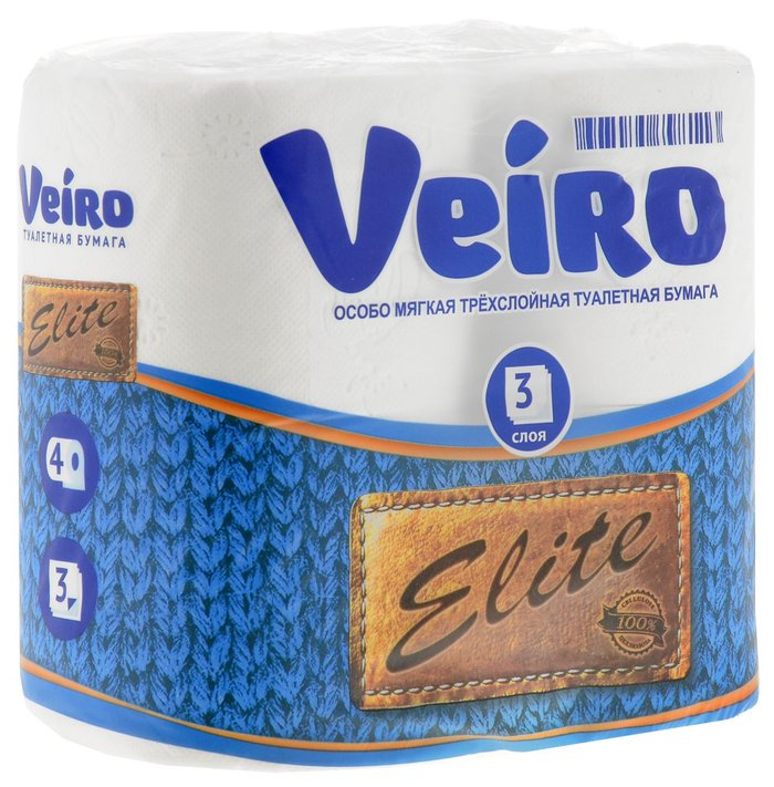 туалетная бумага "Veiro" Elite 4 слоя 4 рулона