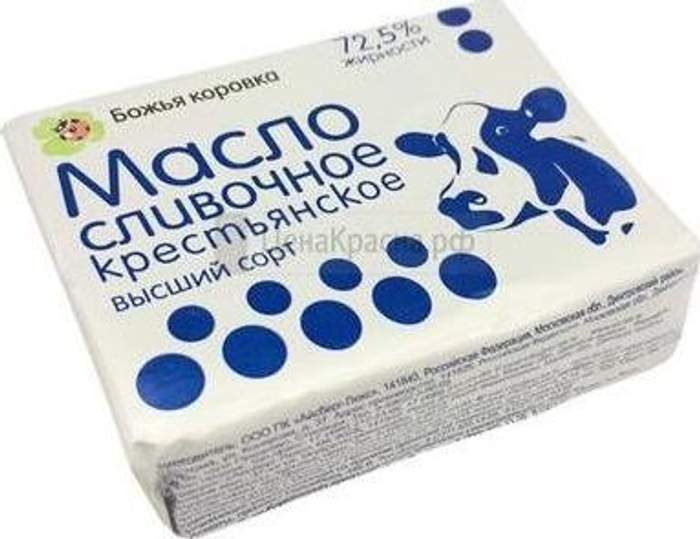 Масло сливочное Божья коровка 72,5% 180г