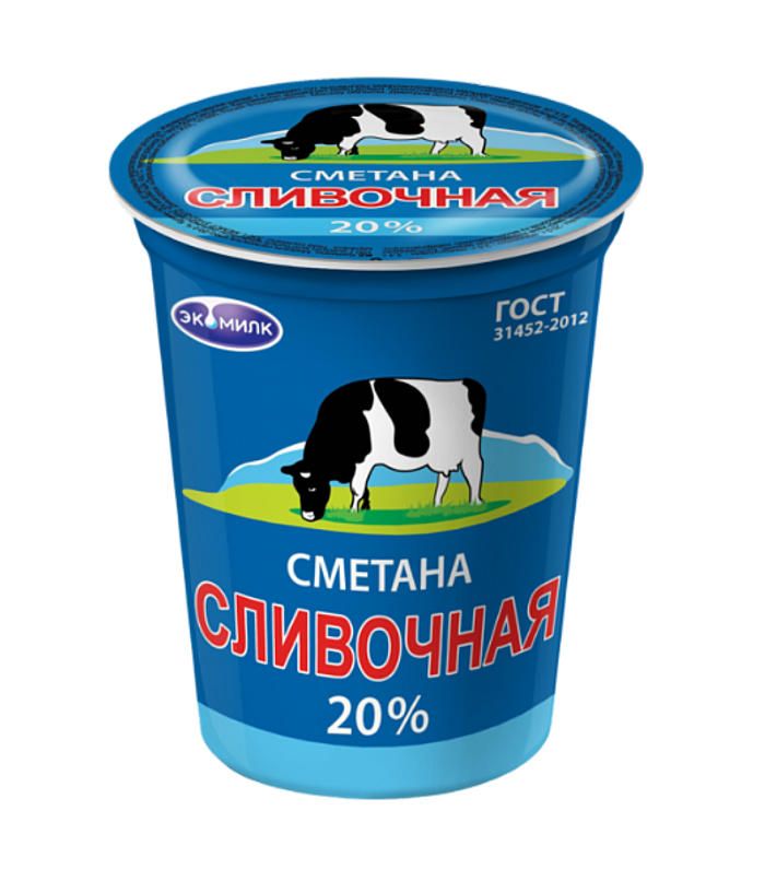 Сметана Экомилк сливочная 20% 400г